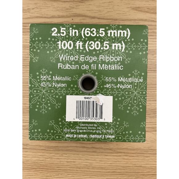 Holiday Cheer Gold Metallic Nylon Wired Edge RIBBON 100 ft 2.5" Super Value - Picture 2 of 4